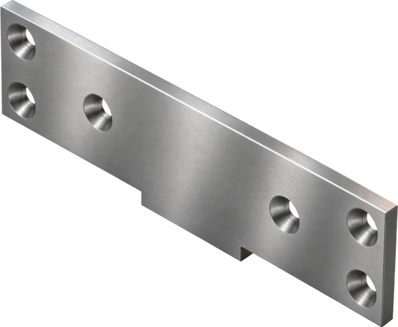 Laser-cut steel plate with countersunk holes